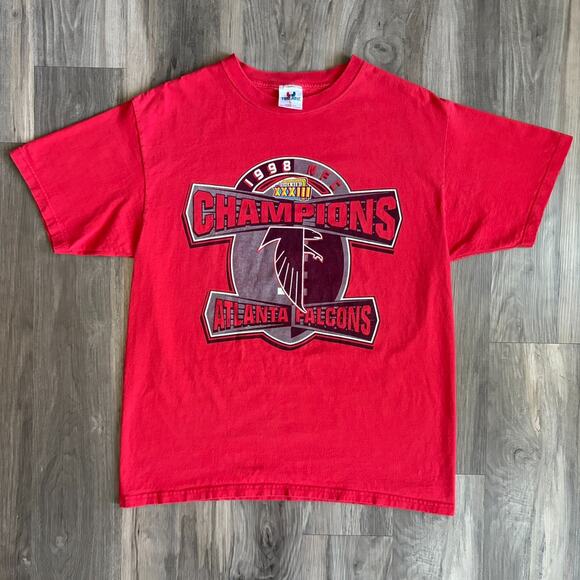 Vintage 1998 Atlanta Falcons NFL T-Shirt Men's Size L NFC Champions Red - Picture 1 of 5